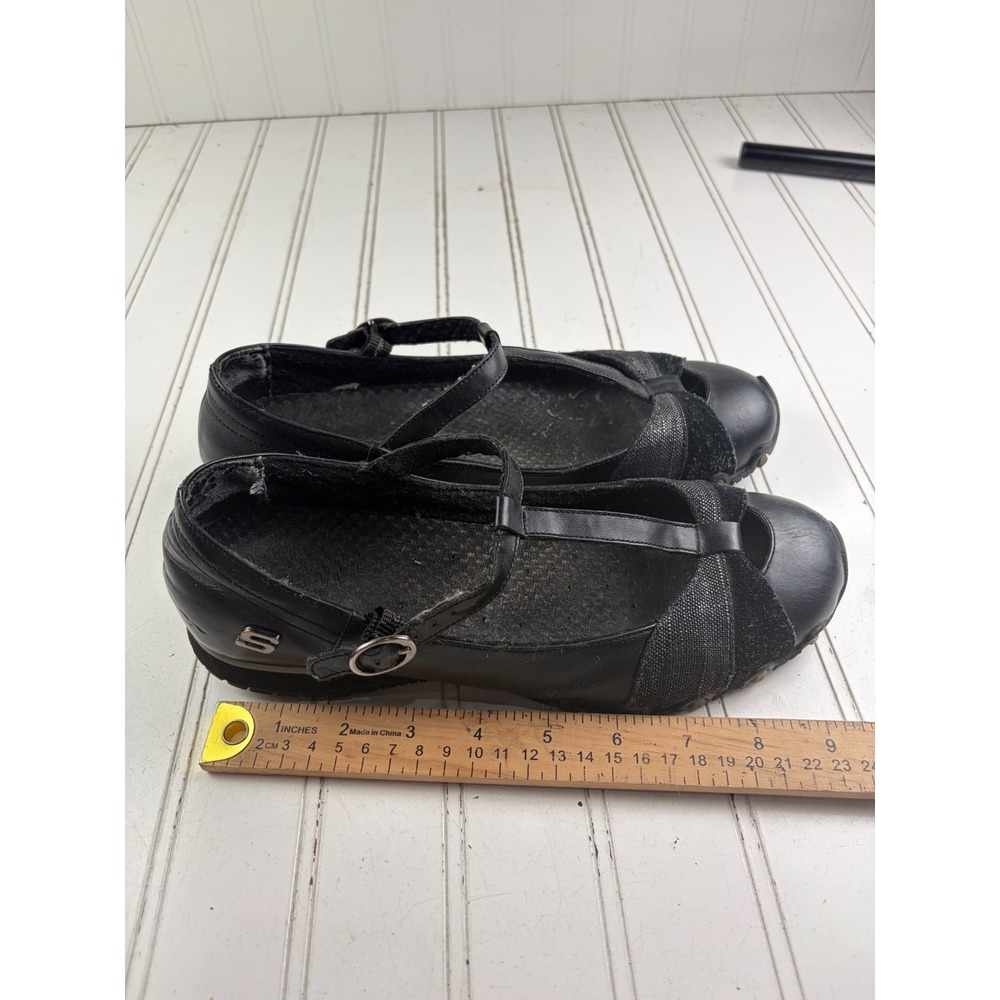 Skechers Bikers Black Leather T-Strap Mary Jane Flats Women's Size 9-9.5 - Picture 8 of 9